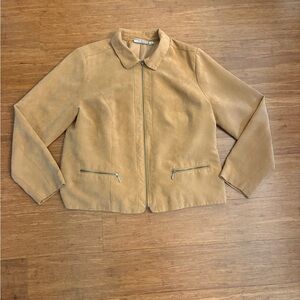 Studio Works Lightweight Faux-Suede Jacket-Shacket Caramel-Tan Sz 16